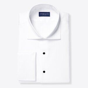 Proper Cloth Piqué Bib Front Tuxedo Shirt Mayfair Twill 17.5 33 Classic Fit